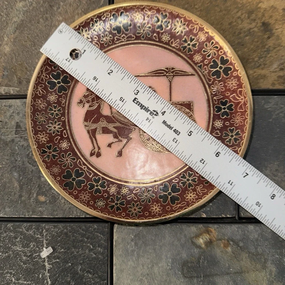 Vintage Handmade Greek Copper Plate with Ancient Art Design – 7in